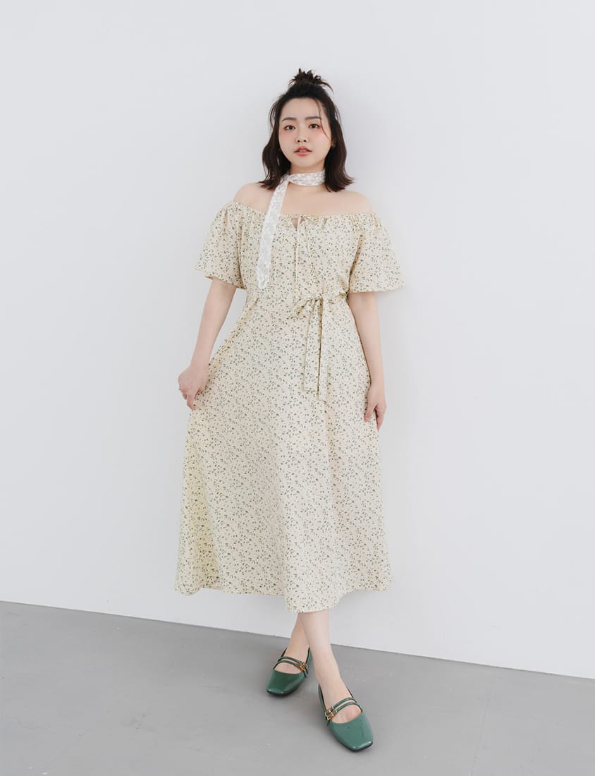 2-Way Off-Shoulder Floral Plus Size Maxi Dress (with Belt)