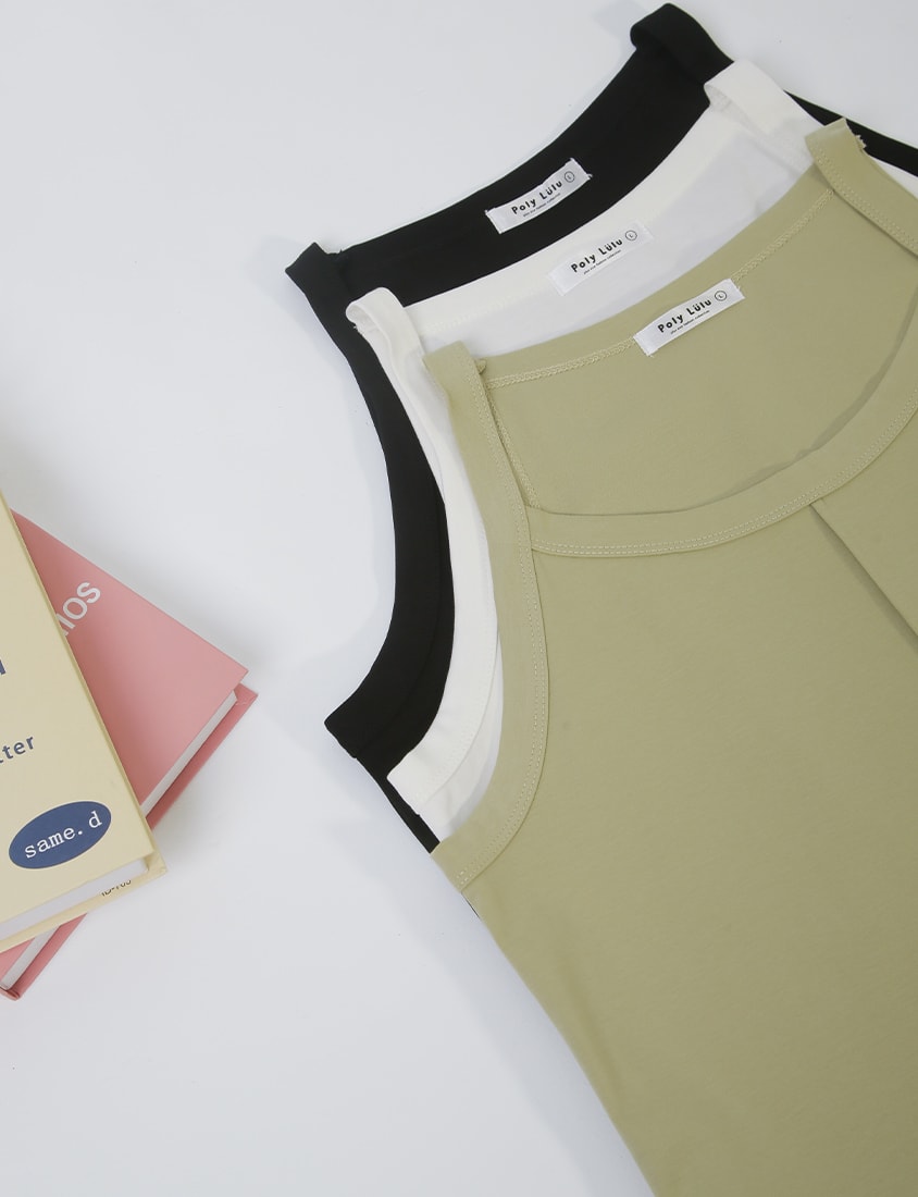 MISS. Silky Cooling Sleeveless Cut Stitch Plus Size Tank Top