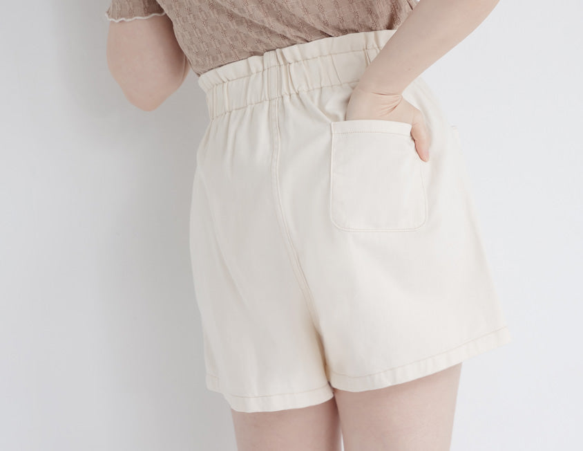 Playful Bubble Hem Twill Drawstring Plus Size Shorts