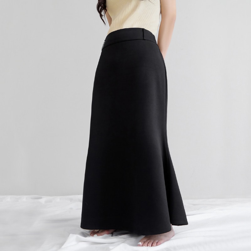 Cloud Cotton Elastic Back Waist Plus Size Mermaid Maxi Skirt