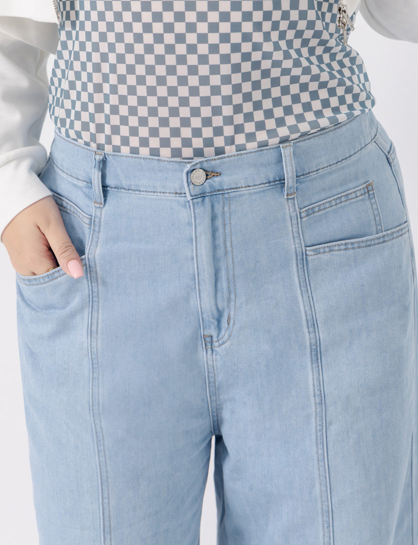 Standard Stitch Detail Plus Size Wide-Leg Jeans
