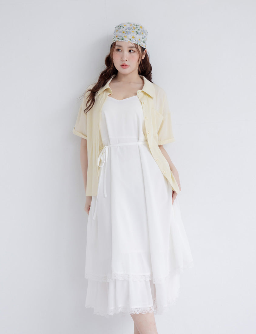 Elegant Layered Lace Tie Plus Size Dress