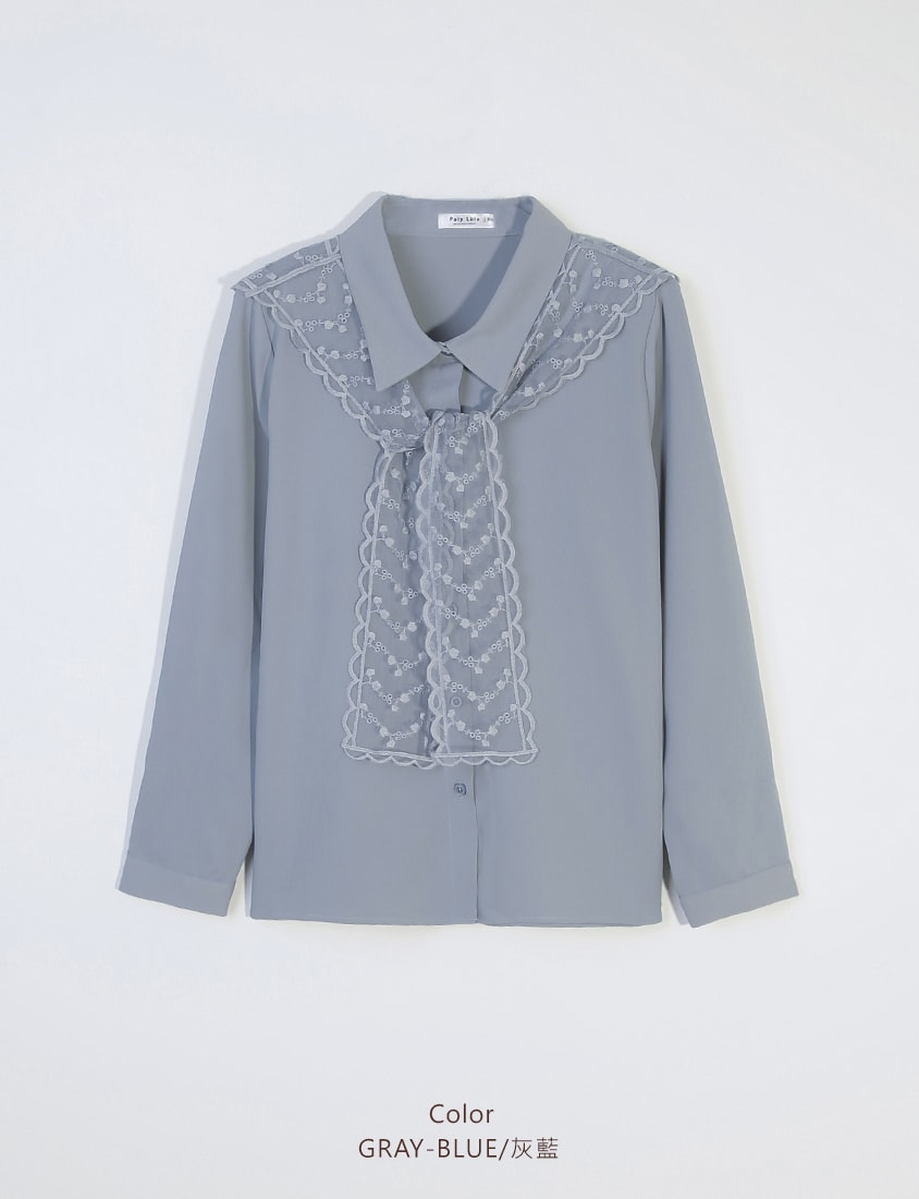 MISS. Two Piece Korean Style Lace Chiffon Plus Size Blouse (With Shawl)