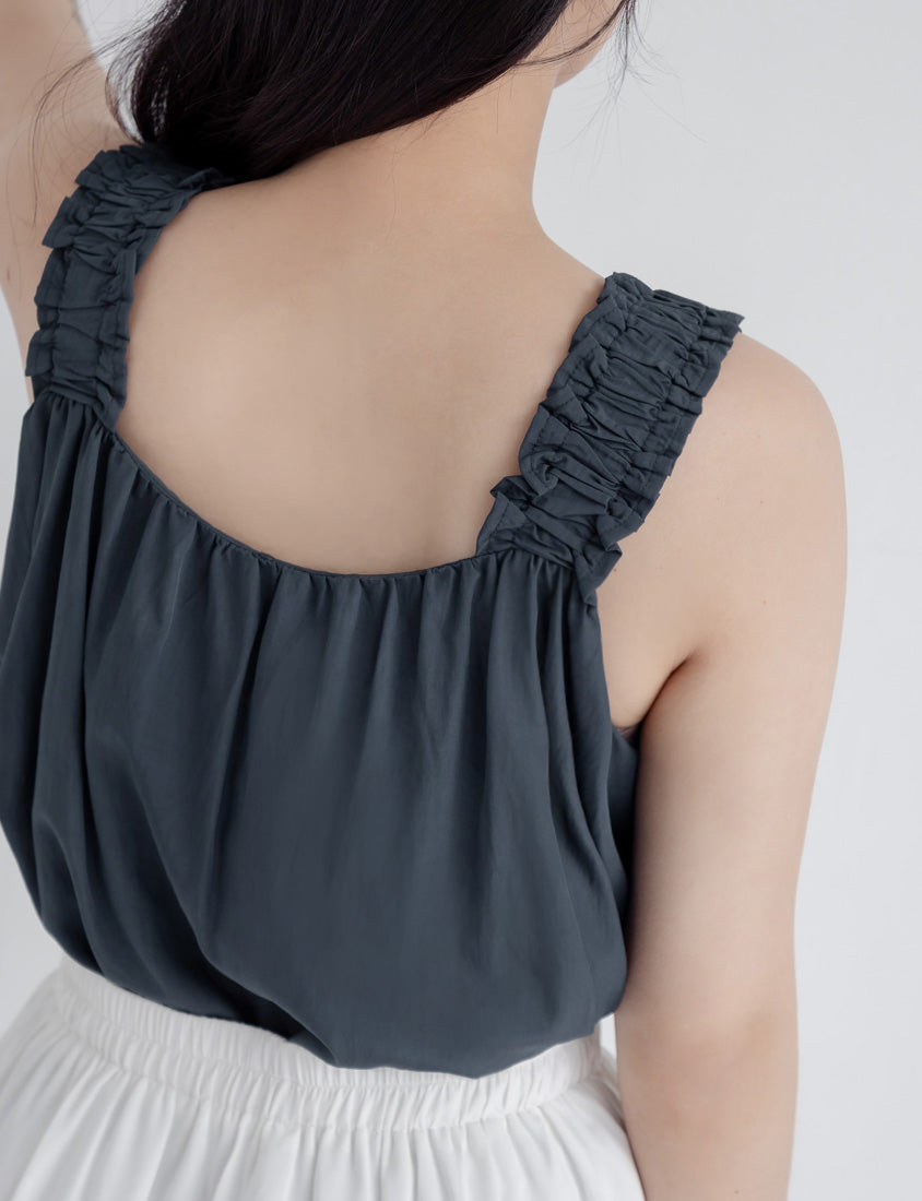 Summer Crinkled Double Layer Flounce Plus Size Top