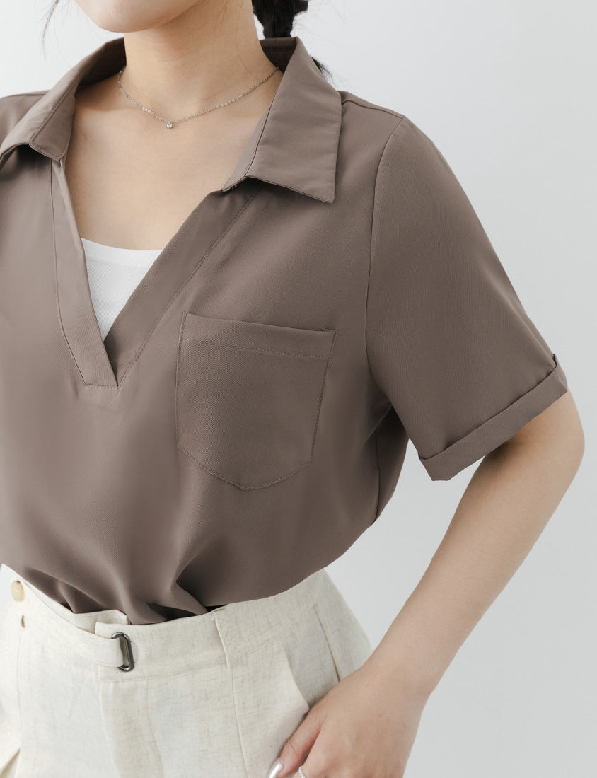 MISS. Wrinkle-Resistant Multicolor Faux Two-Piece Plus Size Top