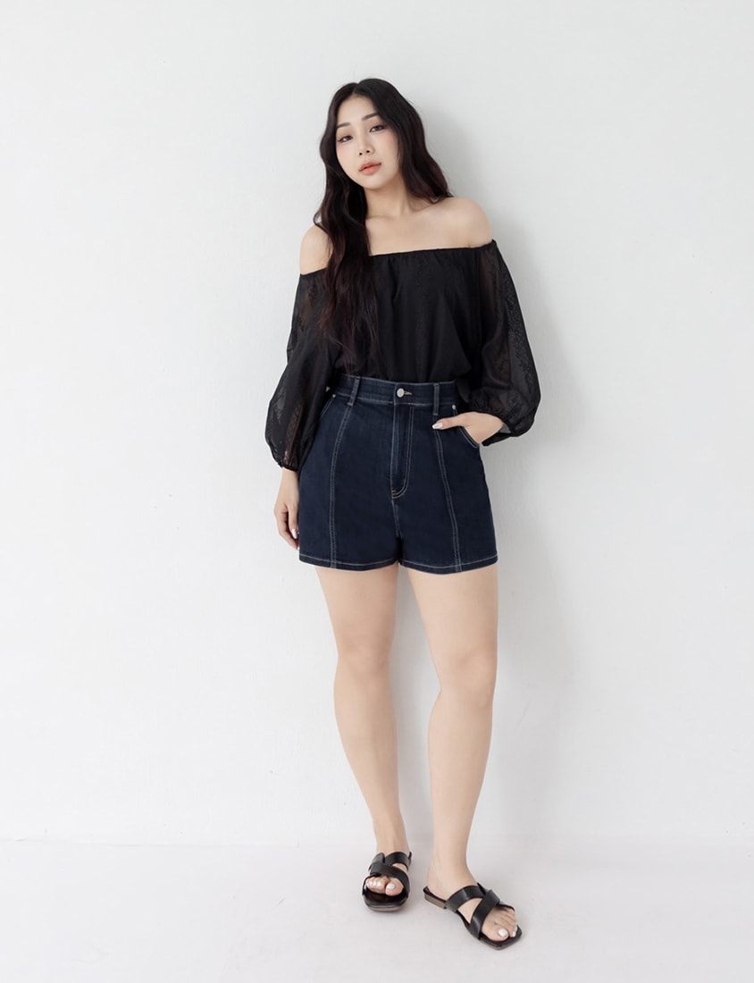 Cooling Tech A-Line Plus Size Denim Shorts