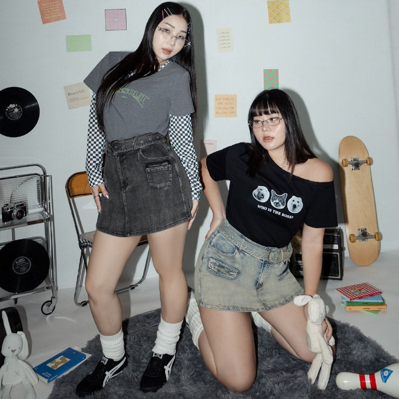 MUA! Washed Plus Size Denim Shorts (with Belt)