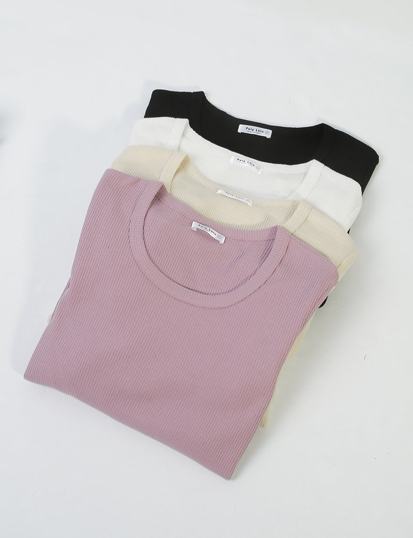 Casual Versatile Waffle Knit Plus Size Long Sleeve Top