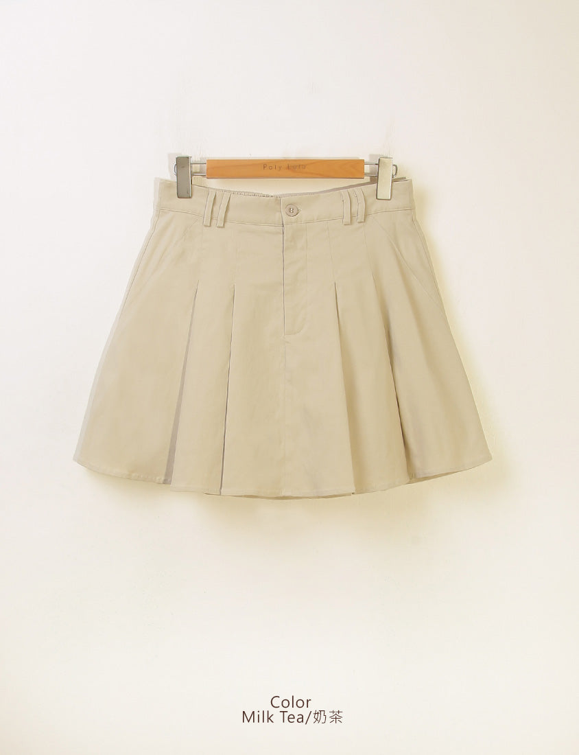 Skin-friendly Silky Pleated Back Elastic Plus Size Mini Skirt (With Pants)