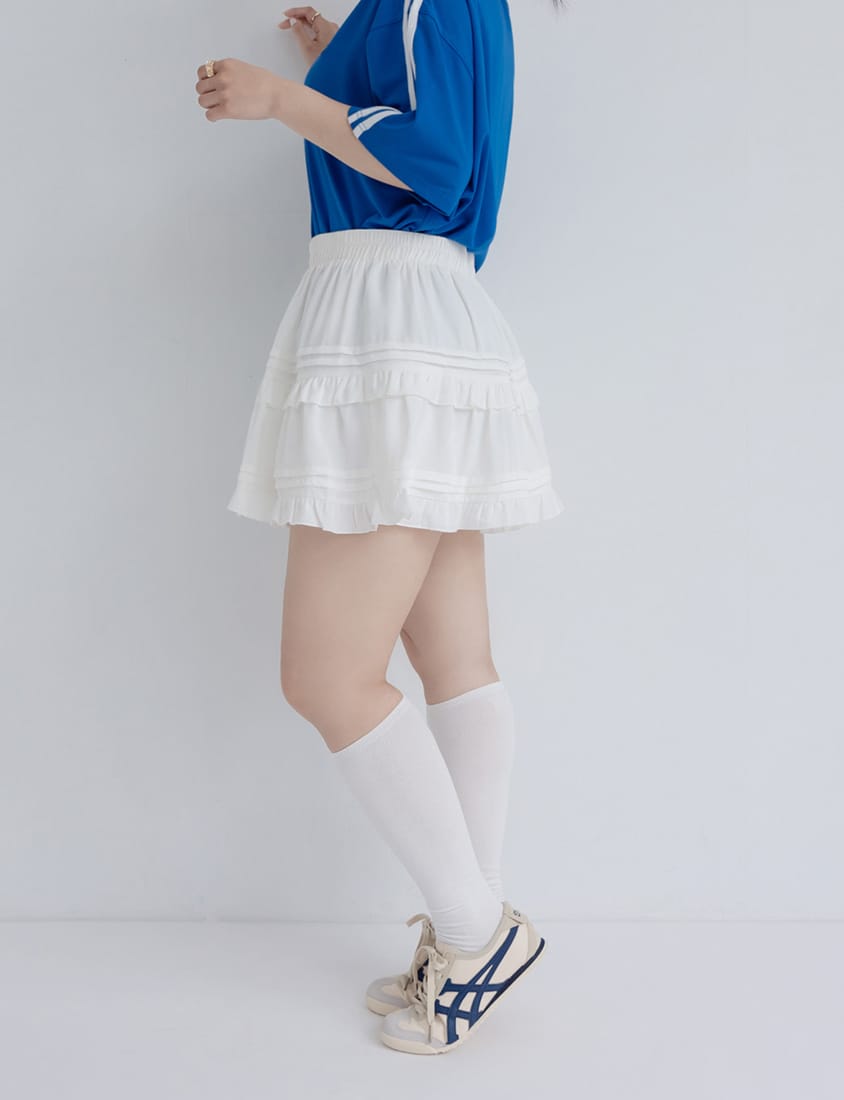 MUA! Ruffled Elastic Waist Plus Size MiniSkirt