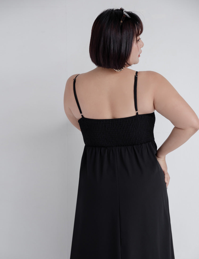 MUA! Ruffle Corset Front Slit Plus Size Maxi Dress