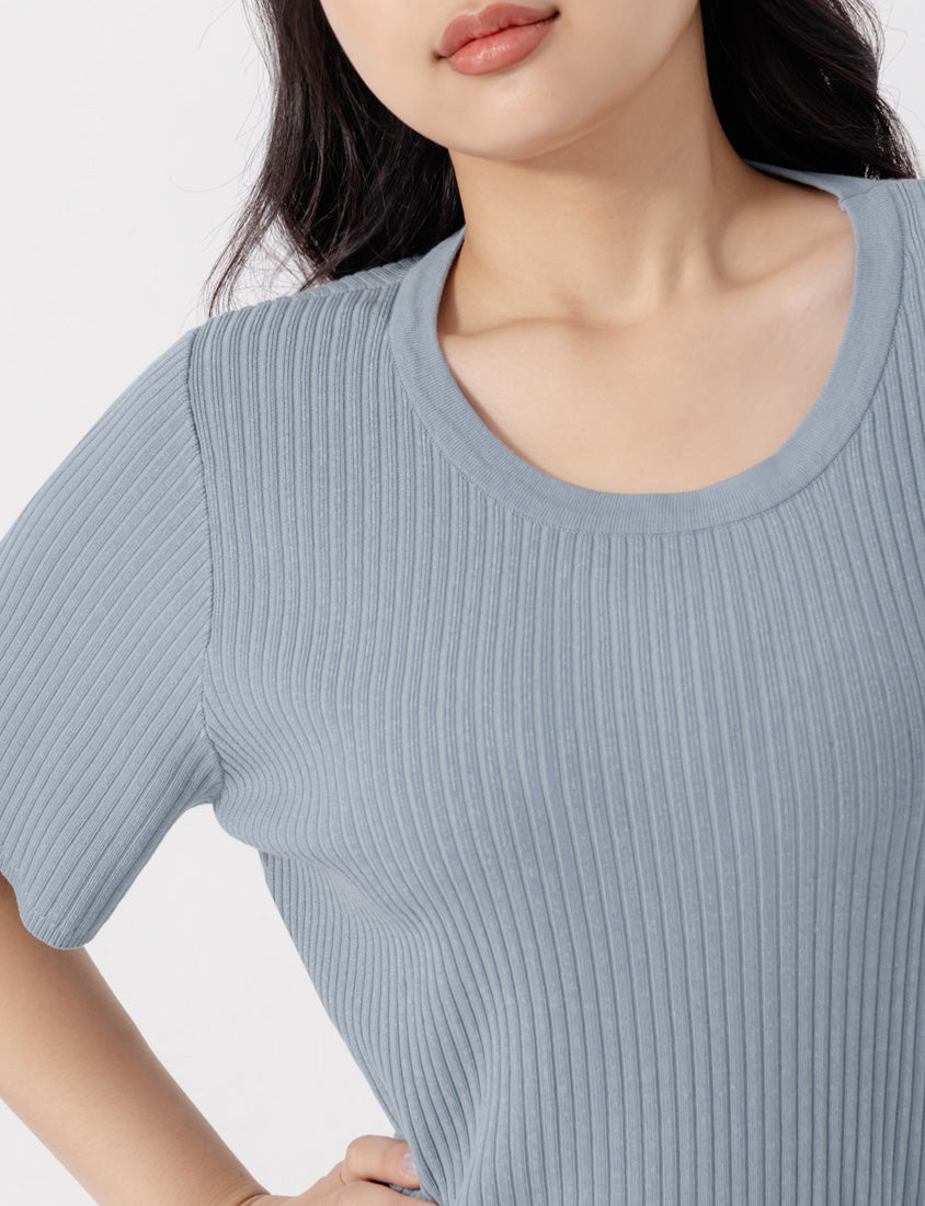 Cooling Lyocell Knit Plus Size Short Sleeve Top