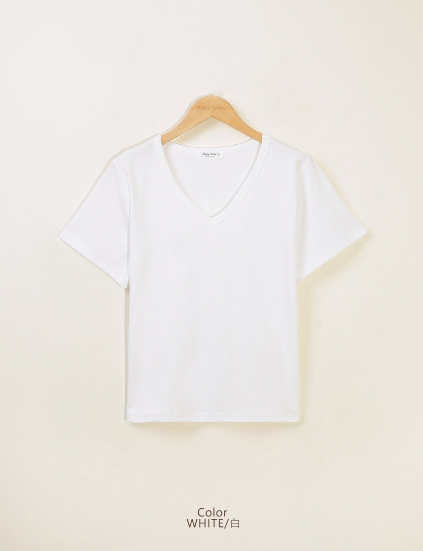 V-Neck Multicolor Plus Size Comfy Slim Tee