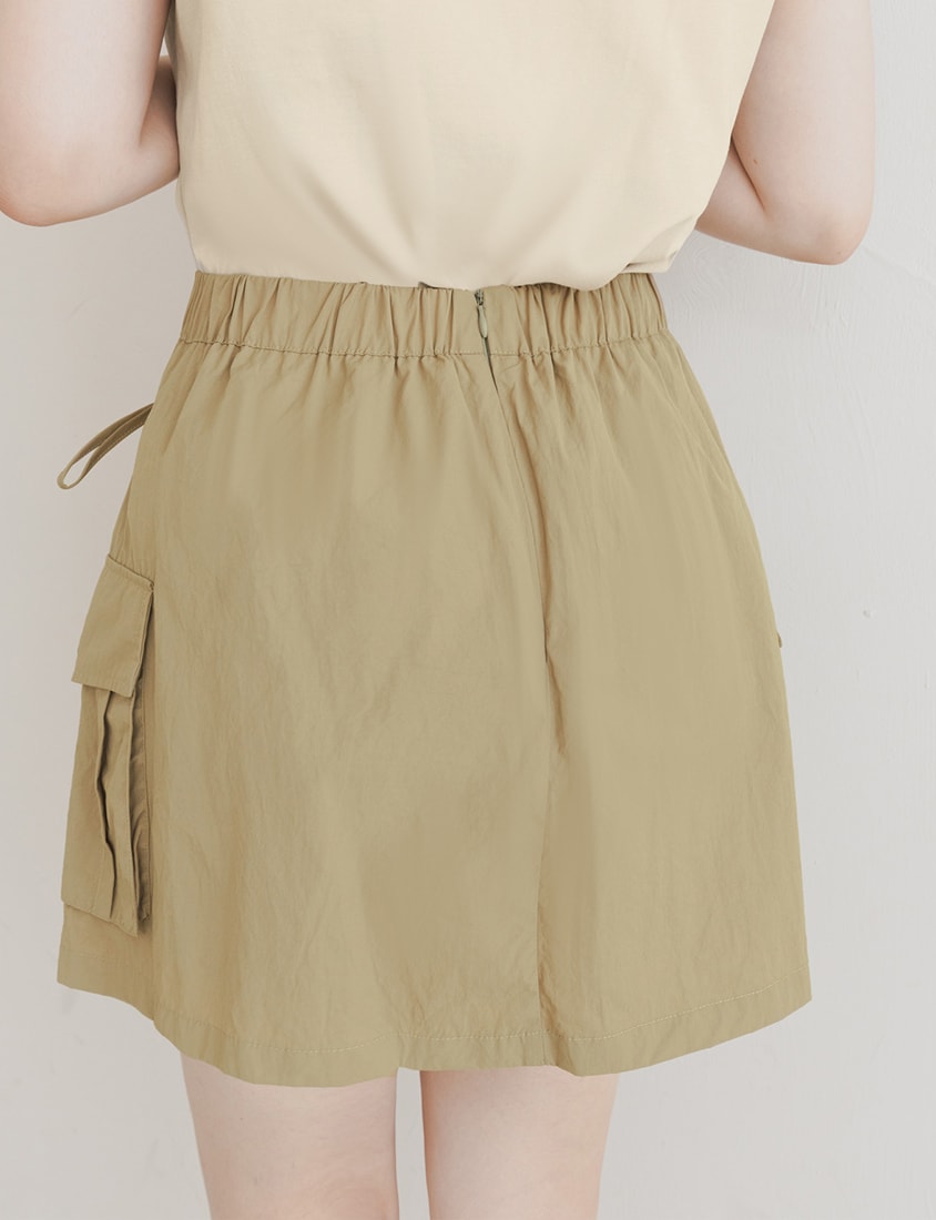 Sweet & Edgy Cargo Side-Tie Pocket Plus Size Mini Skirt  (With Inner Pants)