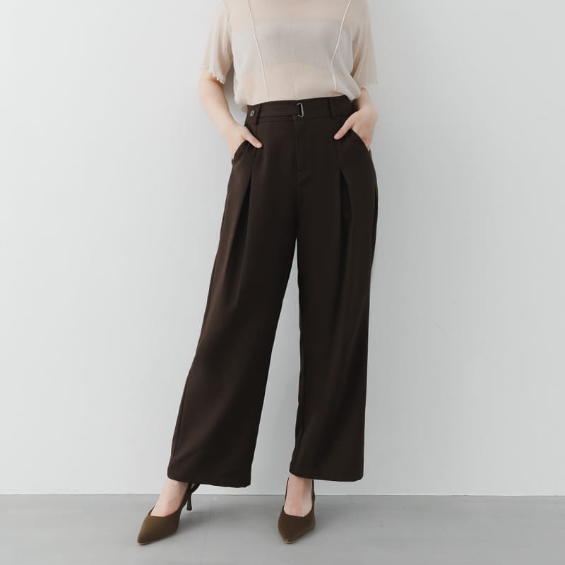 MISS. Cotton Linen Pleated Waist Plus Size Wide Leg Pants