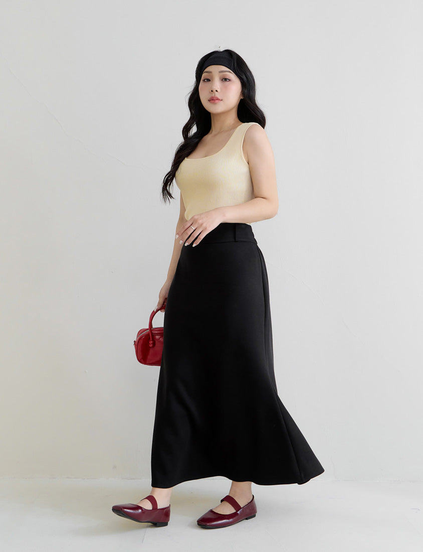 Square Neck Wide Straps Bra Bulges Support Knit Plus Size Tank Top