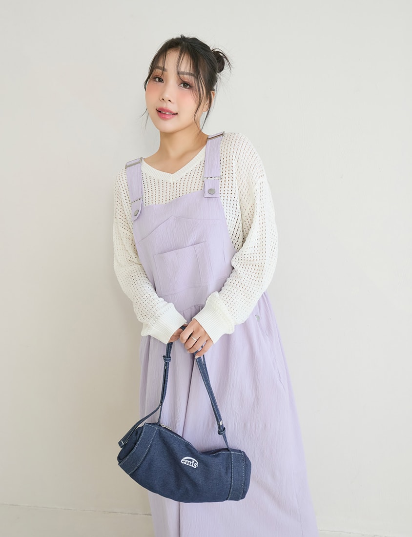 Adjustable Crinkled Utility Pockets Plus Size Cami Dress