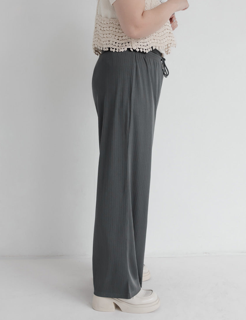 Hip-Contouring Comfy Ribbed Slimming Plus Size Wide Leg Pants
