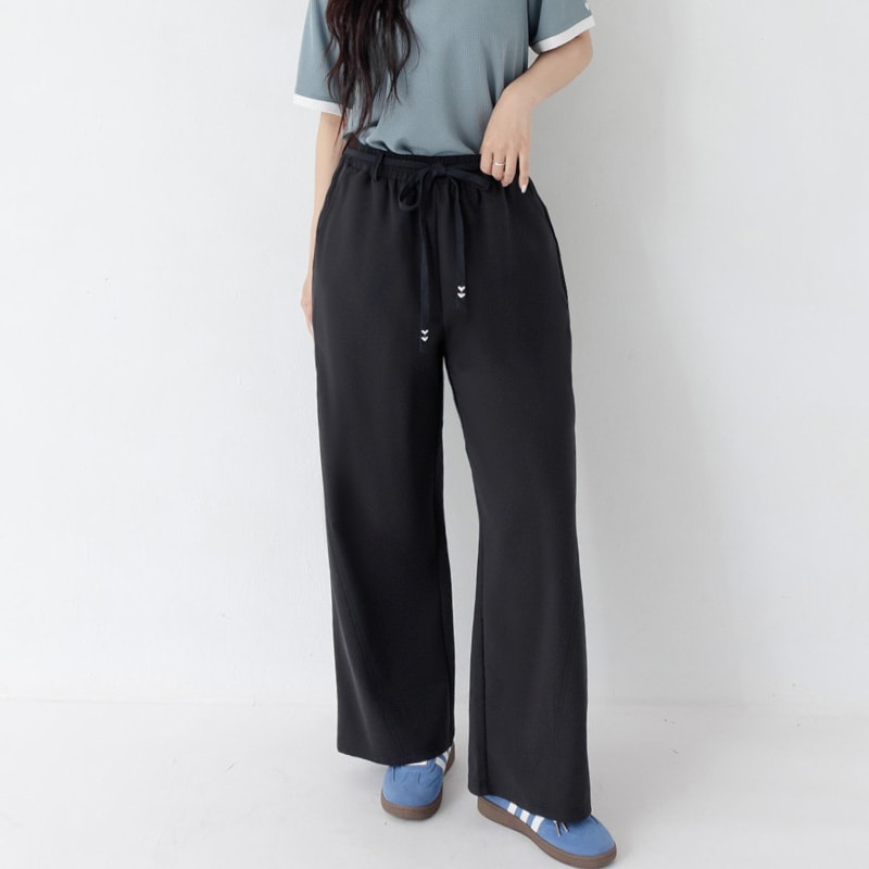 UV PRO+ Cooling Plaid Plus Size Wide-Leg Pants (with Waist-Tie)