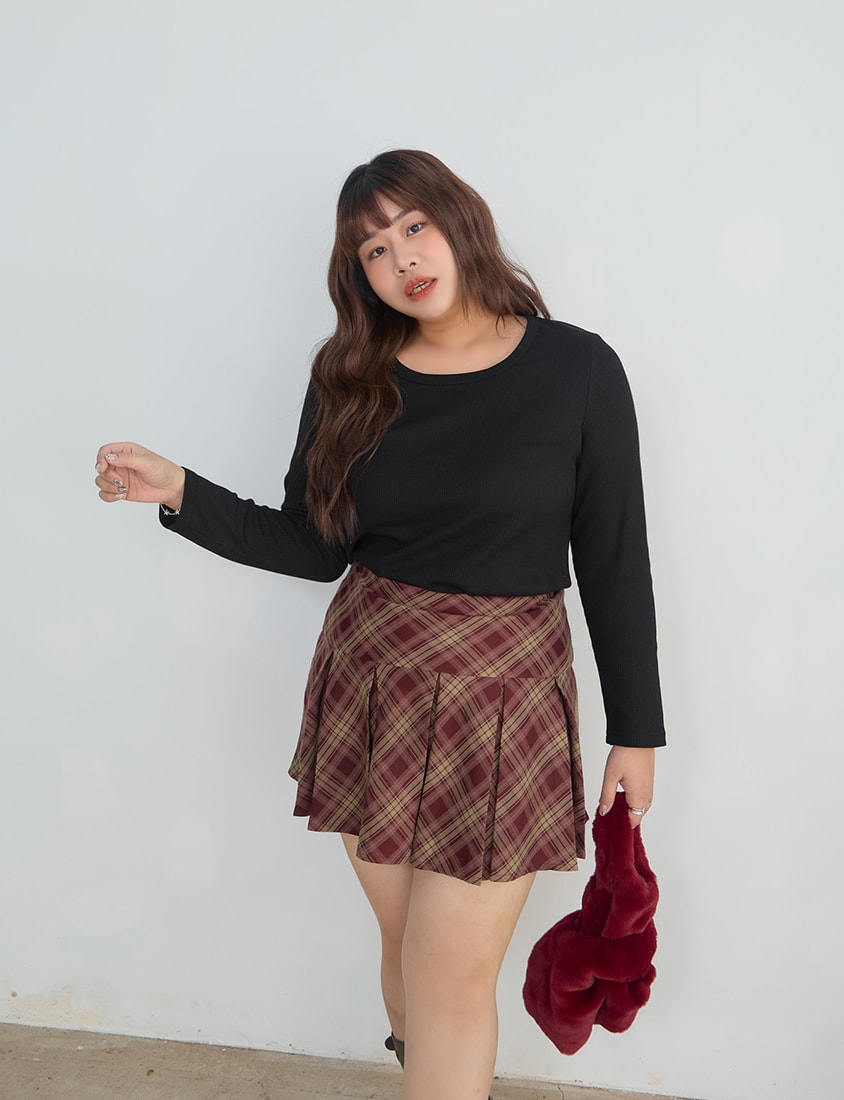 Casual Versatile Waffle Knit Plus Size Long Sleeve Top