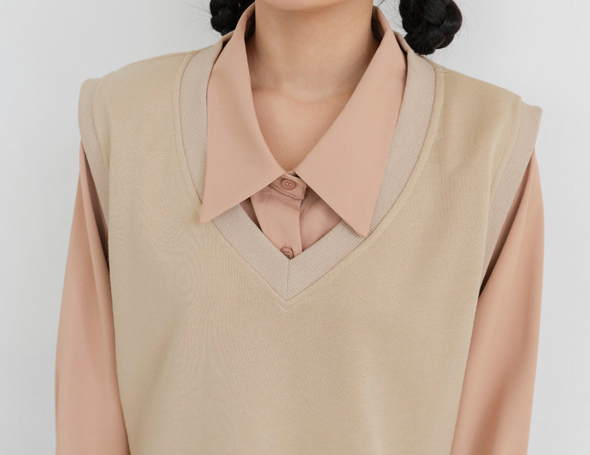 Sweet Versatile V-Neck Cotton Side Slit Plus Size Vest