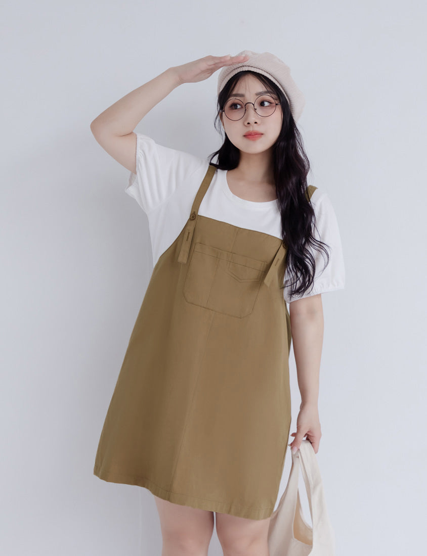 Classic Faux Two-Piece Strap Plus Size Dress