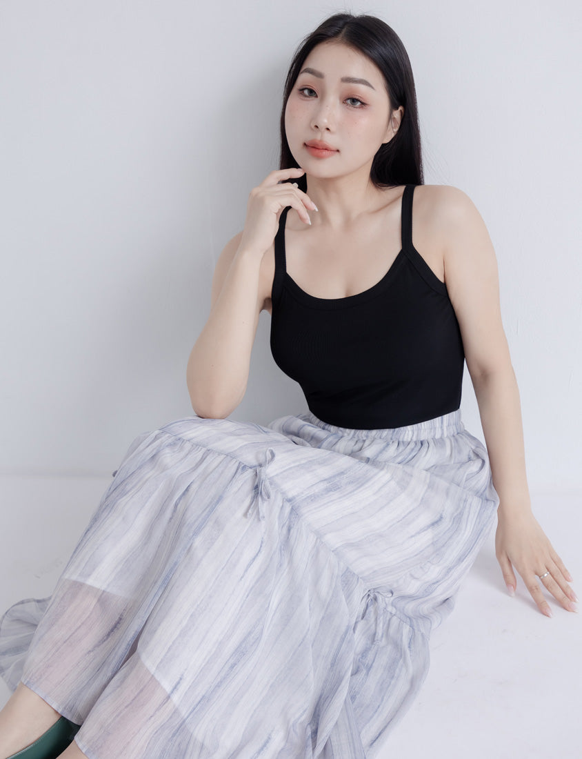 U-Neck Ribbed Shoulder Cut Plus Size BRATOP (with Padding)