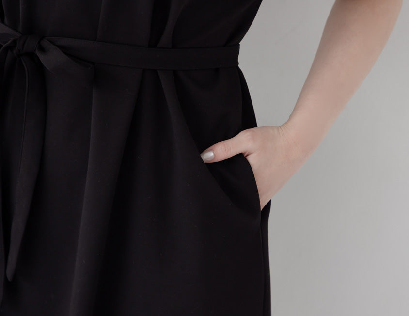 Casual Crew Neck Waist Tie Plus Size Maxi Dress