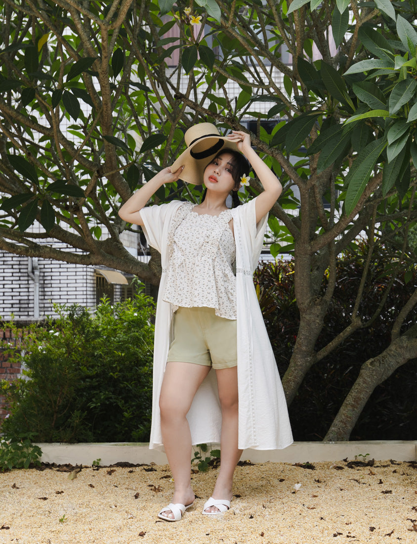 Summer Vacay Beach Lace Tie Front Plus Size Long Cover-Up