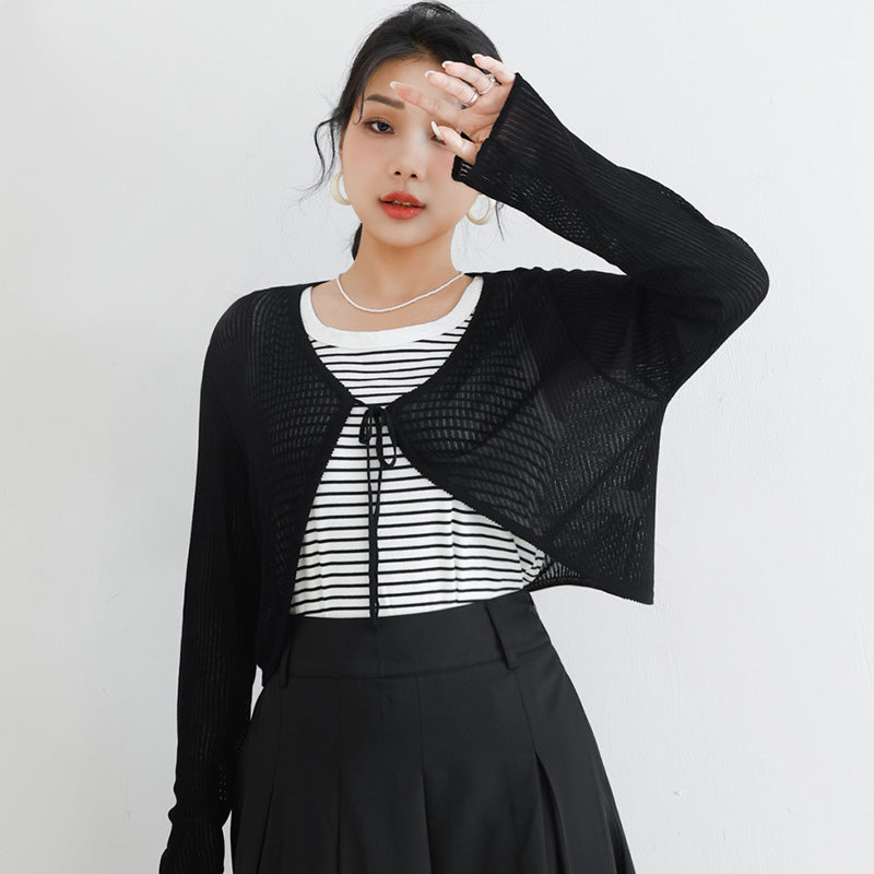 MISS. Lyocell Icy Silk Knit Plus Size Cropped Cardigan