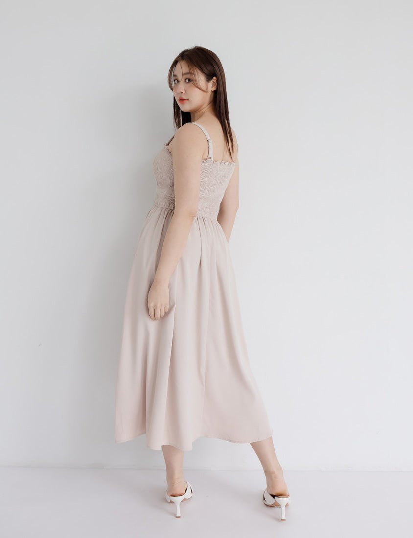 Adjustable Elastic Strap Twill Plus Size Dress