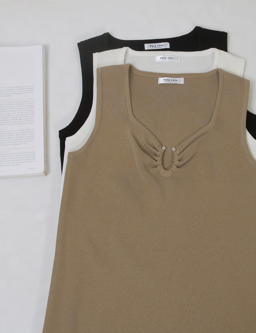 MUA! Sexy Ruched Knit Ring-Detail Plus Size Knit Cami