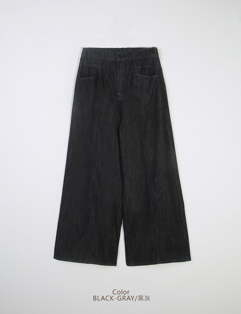 Standard Stitch Detail Plus Size Wide-Leg Jeans