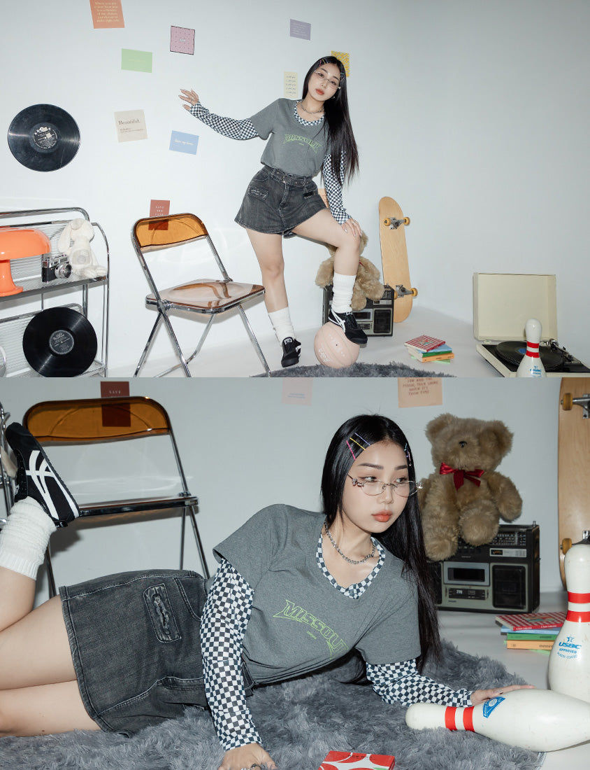 MUA! Colorblock Graphic Crewneck Plus Size Short Sleeve Tee