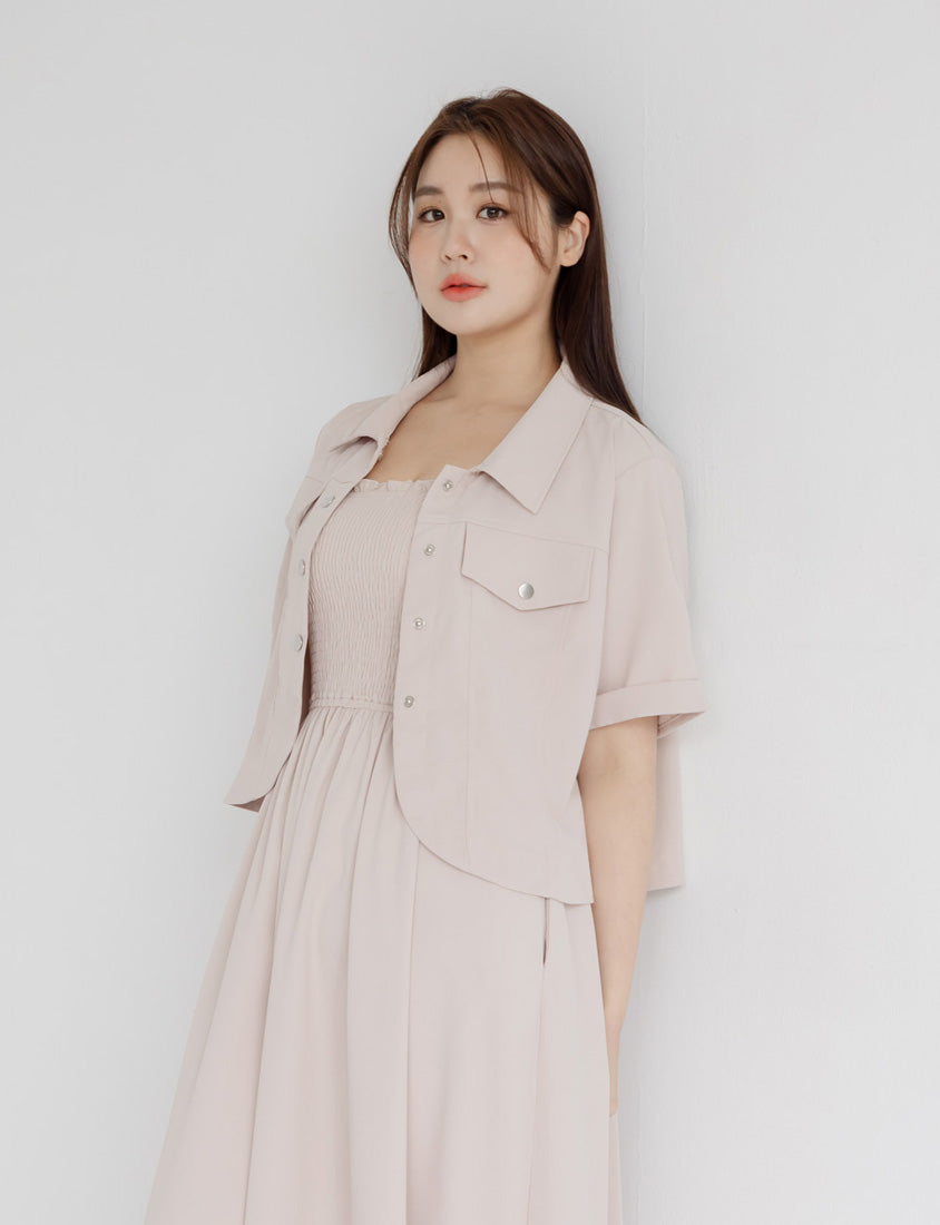 Curved Hem Stitched Plus Size Cuffed Shirt