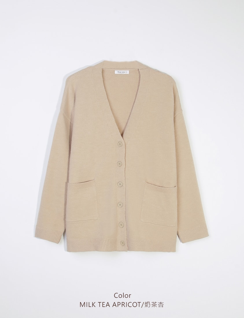 Classic V-Neck Multicolor Longline Plus Size Knit Cardigan