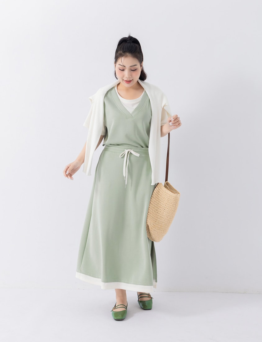 COOL PRO+ Space Cotton Faux Two-Piece Plus Size Top