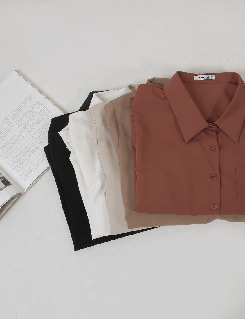 MISS. Wrinkle-Resistant Textured Multicolor Pocket Plus Size Shirt