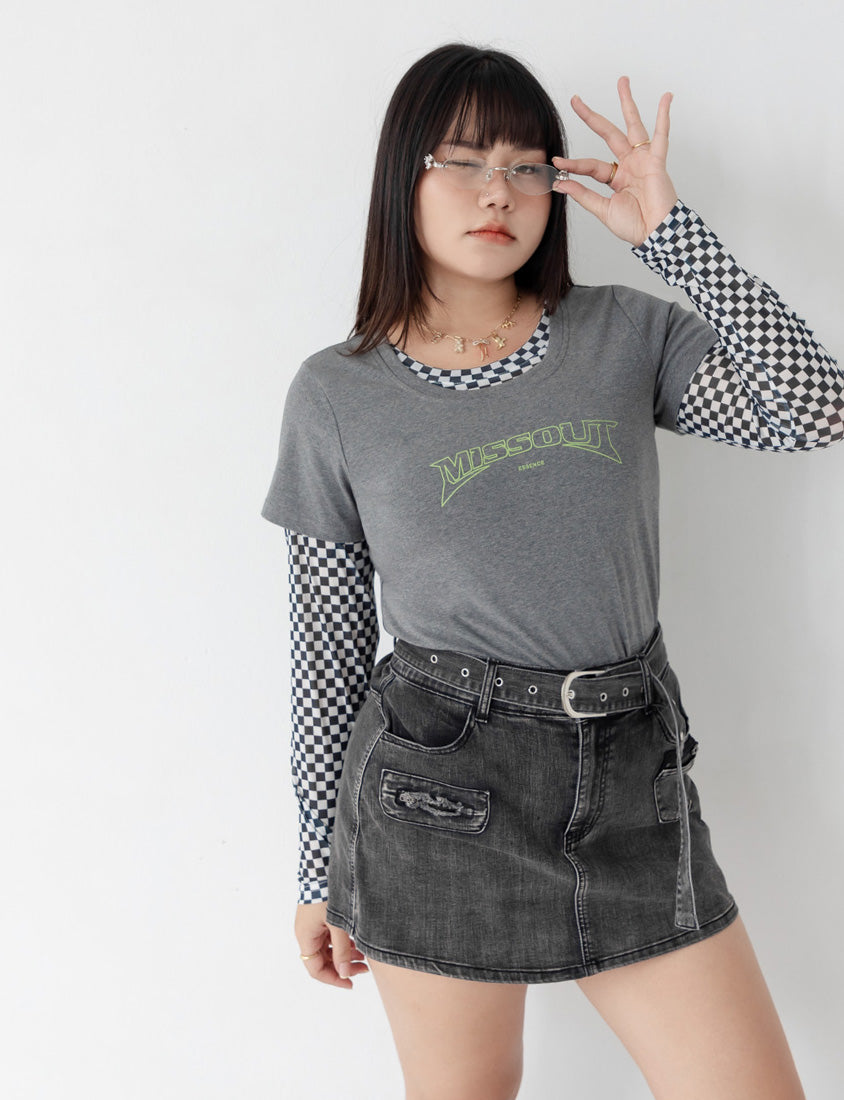 MUA! Colorblock Graphic Crewneck Plus Size Short Sleeve Tee