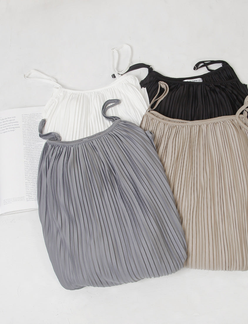MISS. Pleated Flare Adjustable Strap Plus Size Cami Dress