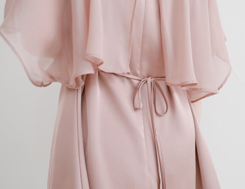 MISS. Sheer Faux Two-piece Satin Tie-Waist Plus Size Dress