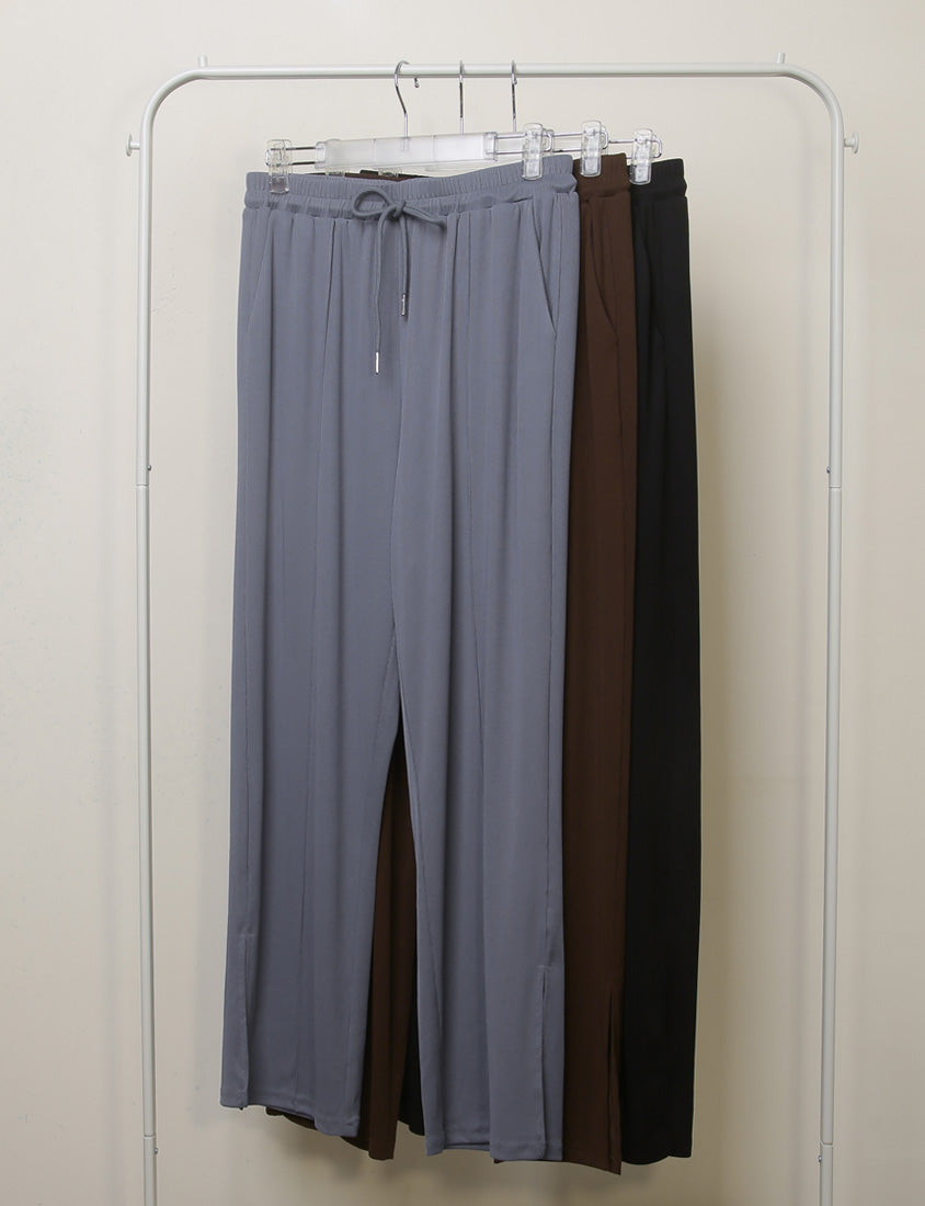 MUA! Ribbed Slimming Slit-Hem Plus Size Pants