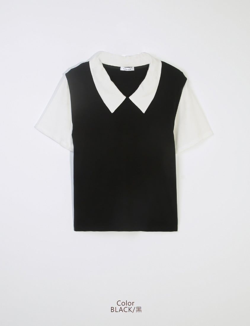 MISS. Lyocell Cooling Faux Two-Piece Plus Size Top
