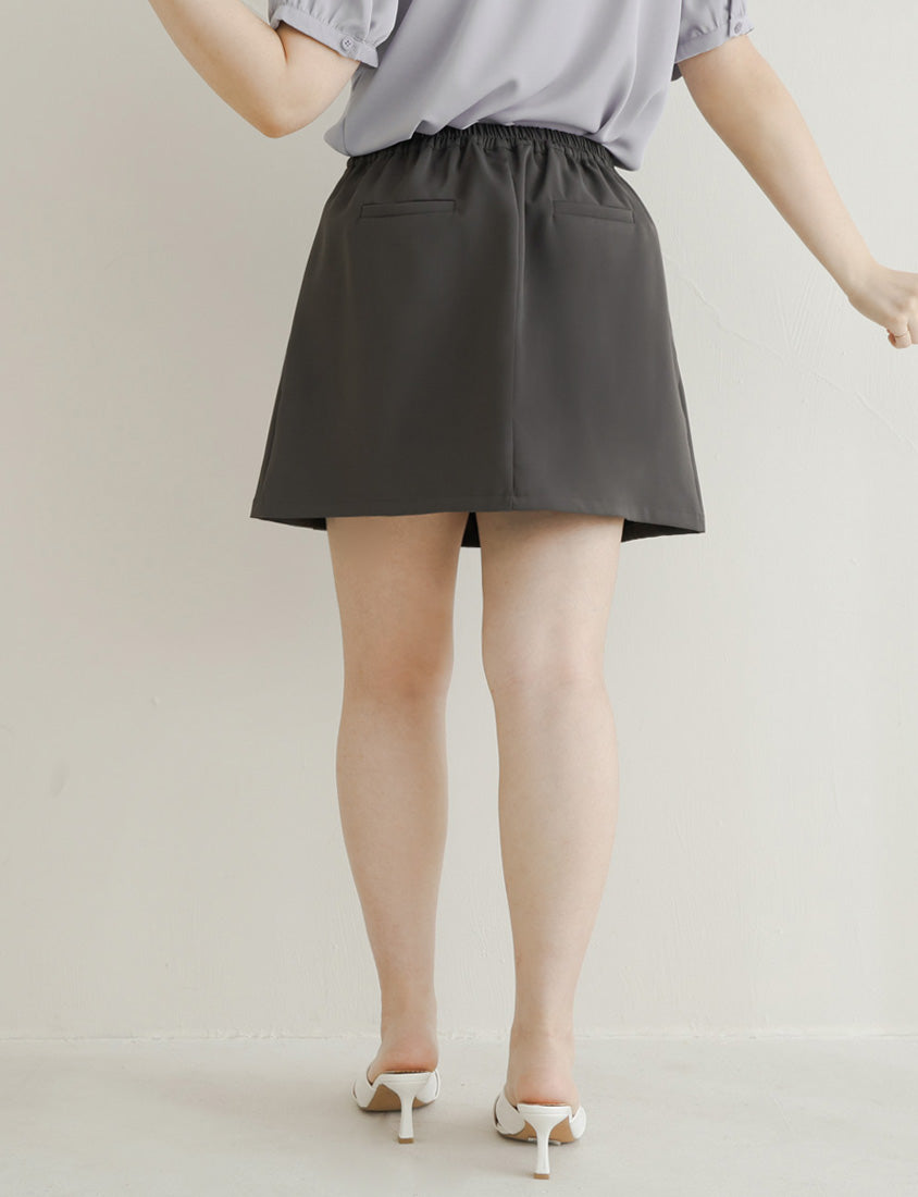 MISS. Wrinkle-Resistant Pleated Suit Plus Size Tailored Mini Skirt (With Shorts)