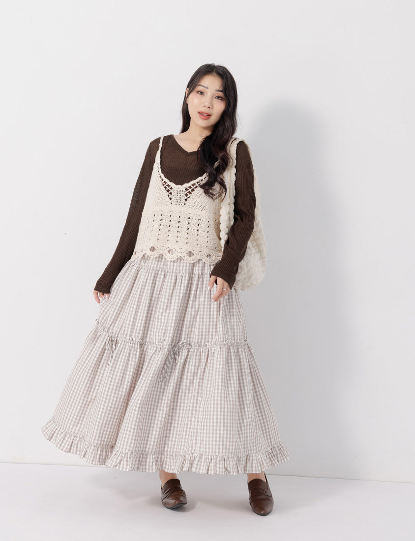 Lyocell Sheer Knit Plus Size Long Sleeve Top