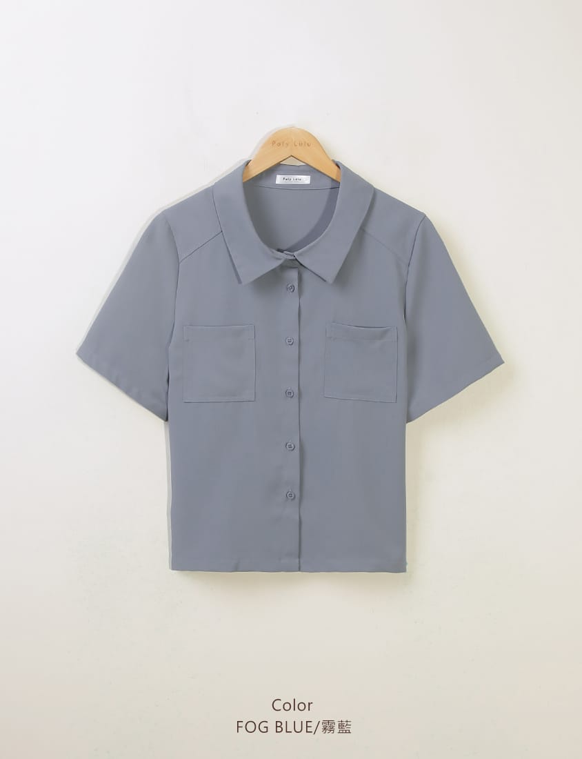 MISS. Drop Shoulder Stitching Double Pocket Plus Size Short Sleeve Shirt