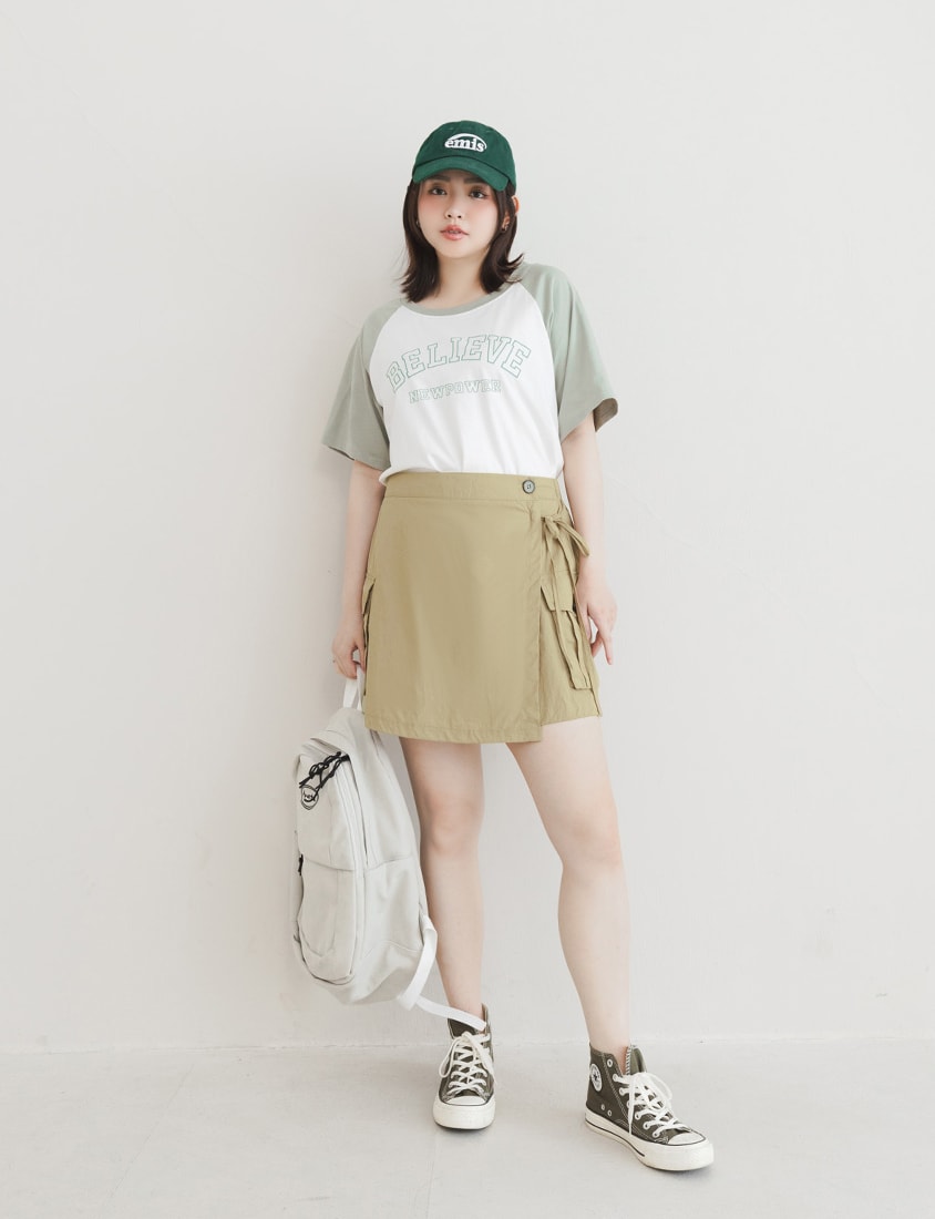 Sweet Crew Neck Colorblock Lettering Plus Size Tee