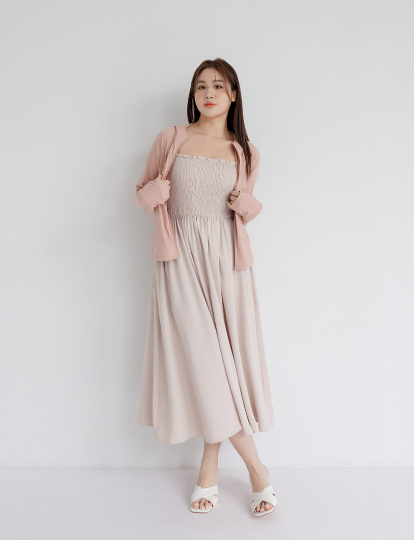 Adjustable Elastic Strap Twill Plus Size Dress