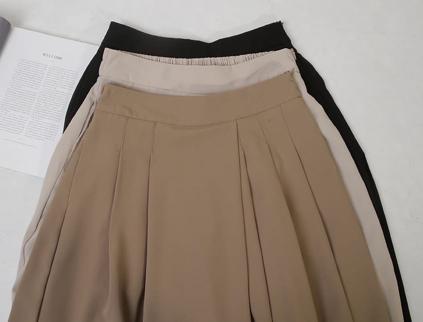 Elegant Pleated Back Elastic Waist Plus Size Chiffon Skort