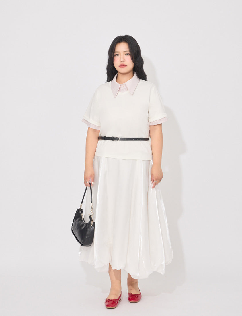 MORE U Pinstripe Side-Tie Plus Size Shirt